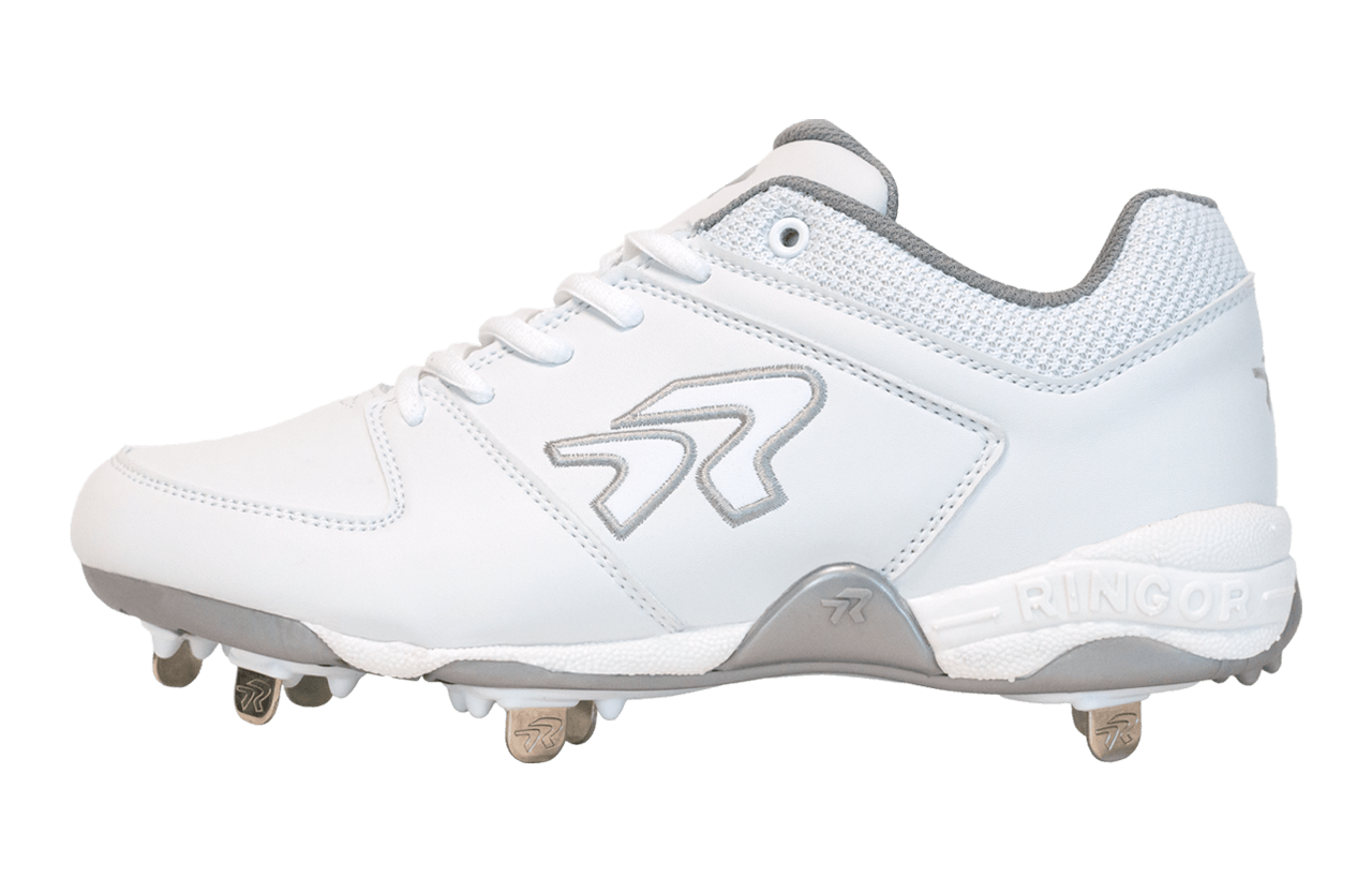 Ringor Women's Flite Metal Softball Cleats Charcoal/White Size