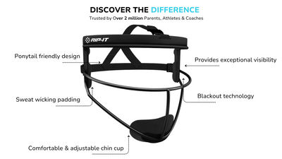 RIP-IT Original Defense Masque Facial de Softball | Masque de Champion de Softball léger | Adulte | Noir RIP-IT Original Defense Masque Facial de Softball | Masque de Champion de Softball léger | Adulte | Noir