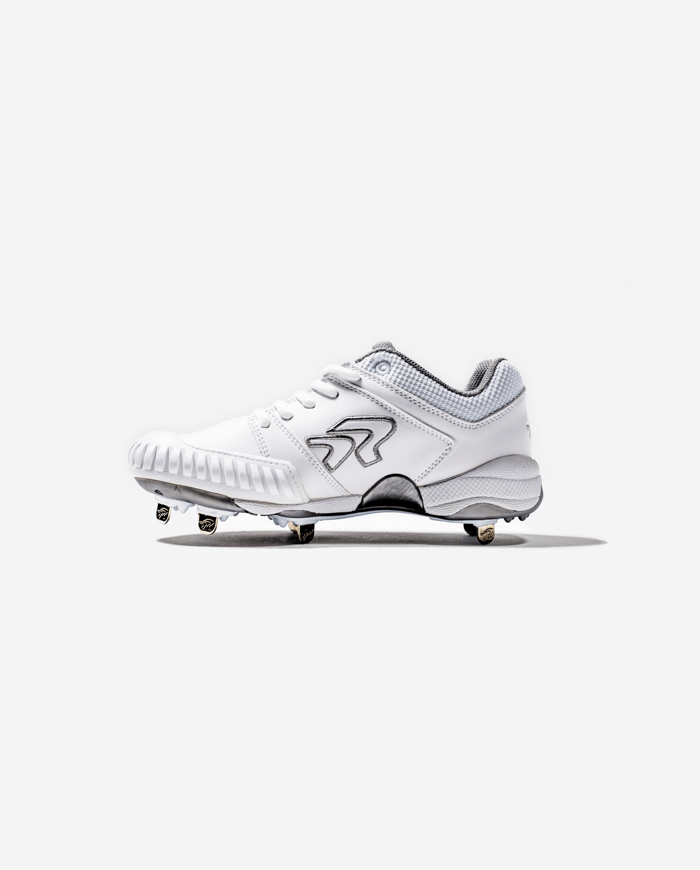 Women's Flite Metal Softball Cleats with Pitching Toe - White (Wide) - RIP-IT Sports